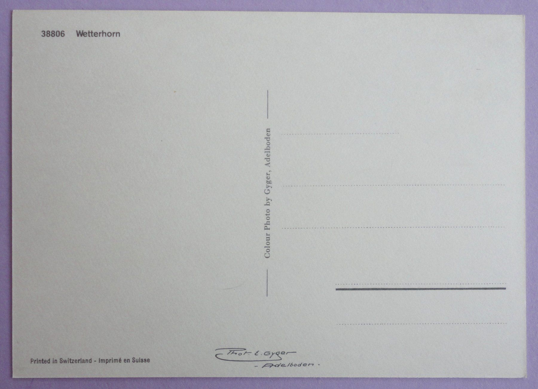 Cartoline postali: Wetterhorn – Usato da Fétigny venduto da Billy2miny 1