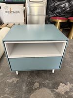 Nachttisch Schublade Fach hellblau weiss Metallfüsse 1 Stück