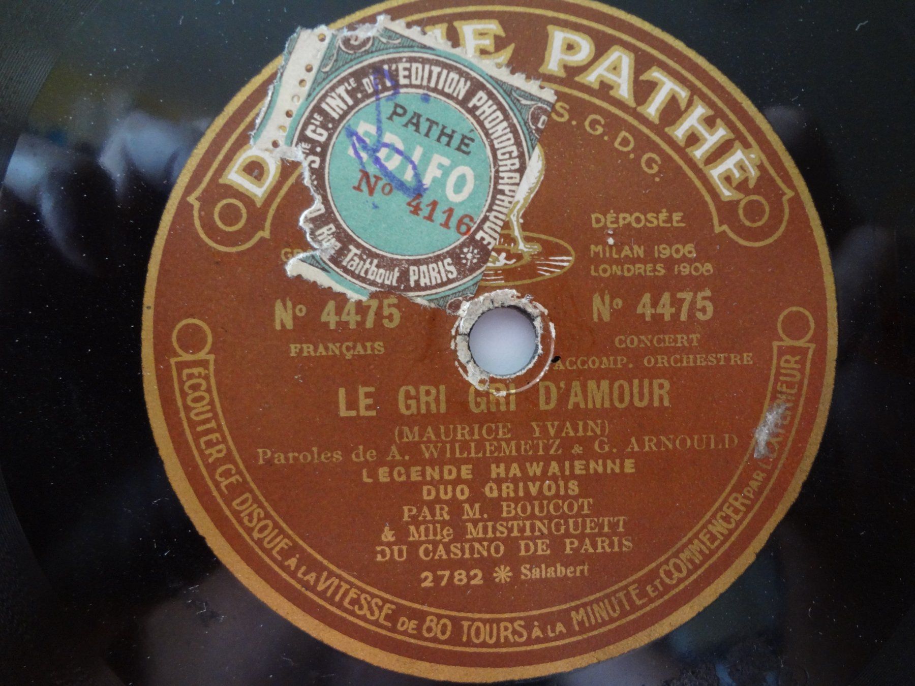 Vinyles: Disques 78 tours saphir  Mistinguett et Boucot – D'occasion à Aigle par Robflac55 1