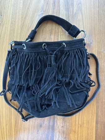 Tasche Hallhuber schwarz Wildleder Fransen guter Zustand