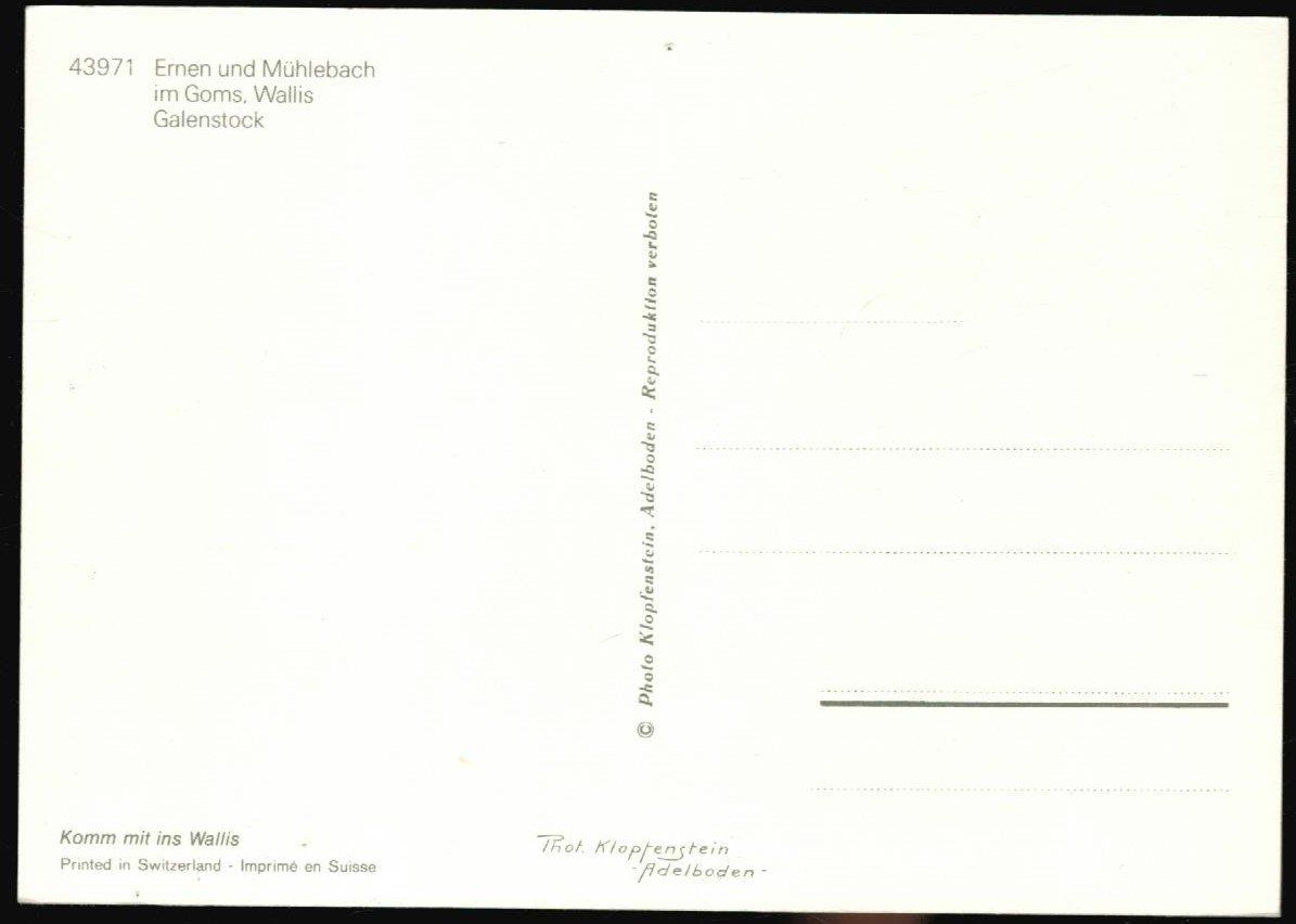 Ansichtskarten: AK Ernen VS – Gebraucht aus Zürich von Tolima194 1
