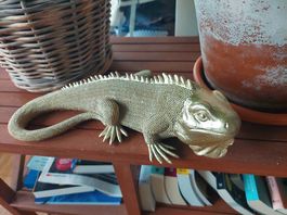 Goldene Leguan-Figur / Deko-Skulptur