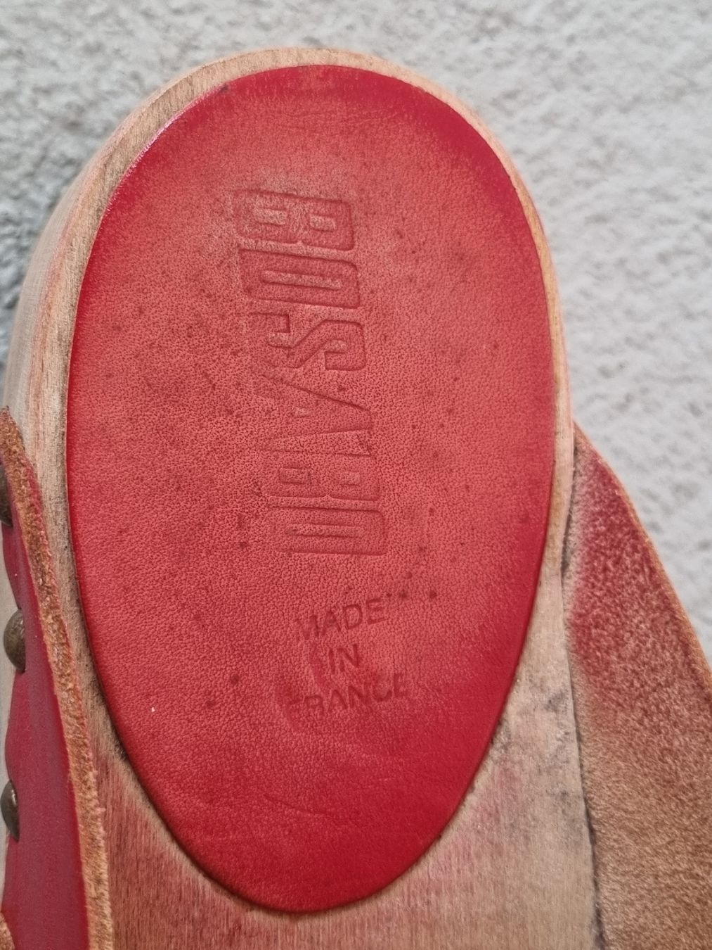 Scarpe da uomo: Sabots en cuir rouge, marque Bosabo, point. 39 – Usato da vevey venduto da komulainen 4