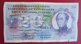20er Note Serie 97 Y  vom 7. Februar 1974 - Nr. 002857