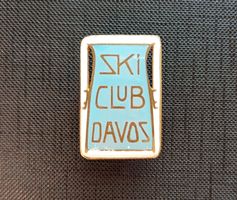 Antikes SKI CLUB DAVOS Abzeichen EMAIL Skifahren SKISCHULE