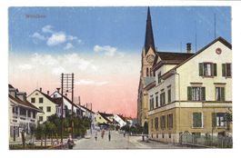 Wetzikon (ZH) Dorfstrasse - Kirche - Rest. Frohsinn um 1910