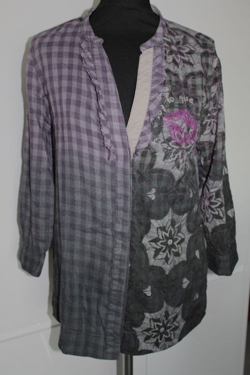 Blouse décolleté cache-coeur, voile imprimé