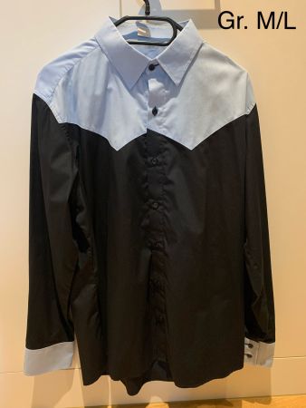 NEUES hellblau-schwarzes lässiges langarm Hemd Gr. M/L