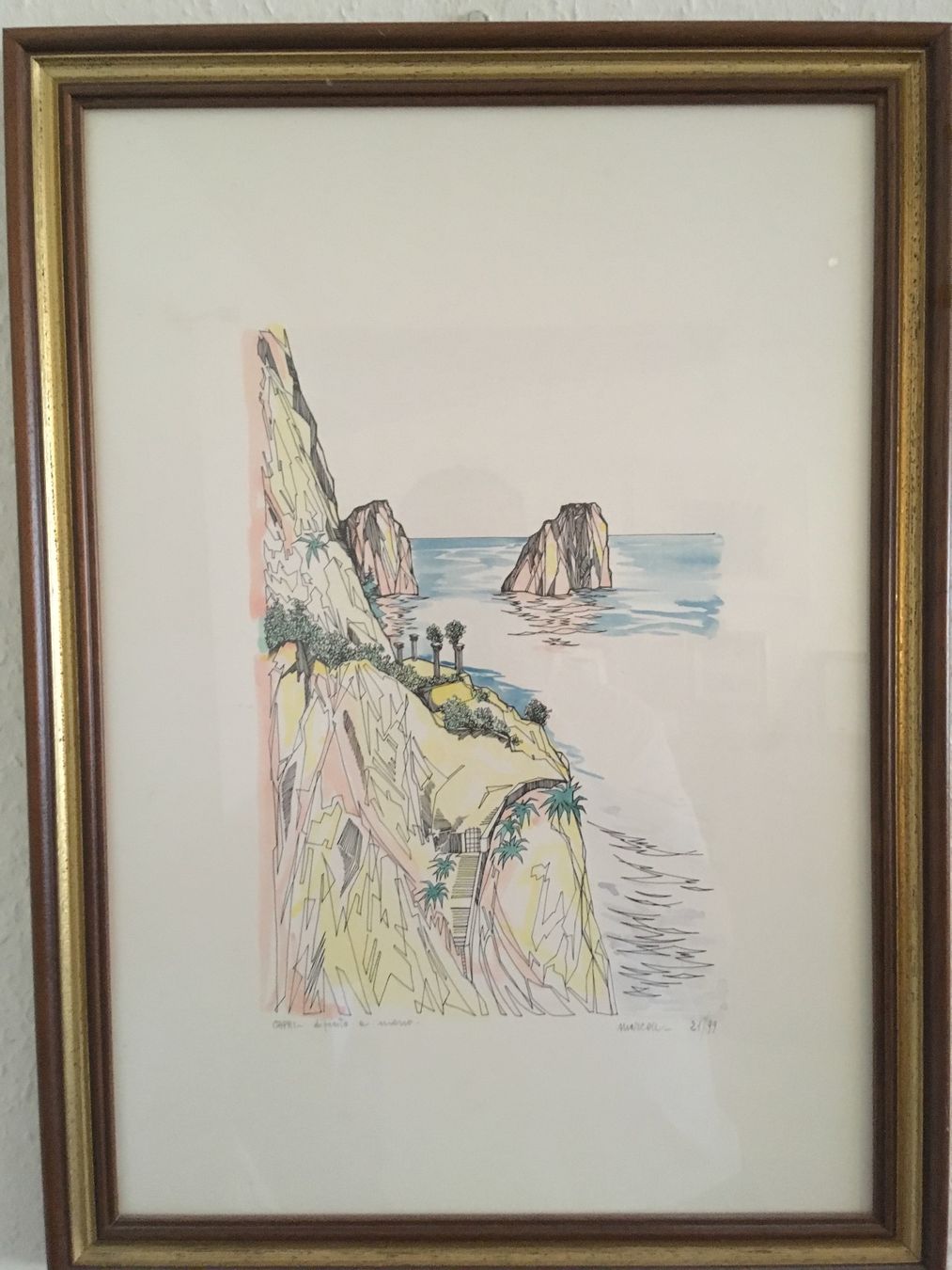 Dipinti: Aquarelle "Capri peint à la main" de Marcon – Usato da Genève venduto da Redkat