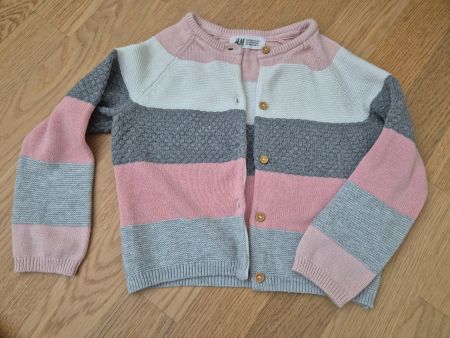 H&M Strickjacke Rosa Grau Weiss gestreift Grösse 98/104