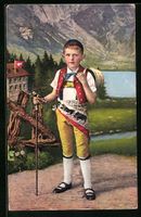 AK Appenzeller-Knabe in Tracht mit Stock