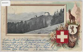 Gruss vom Gäbris - Gemsen Präge-Litho
