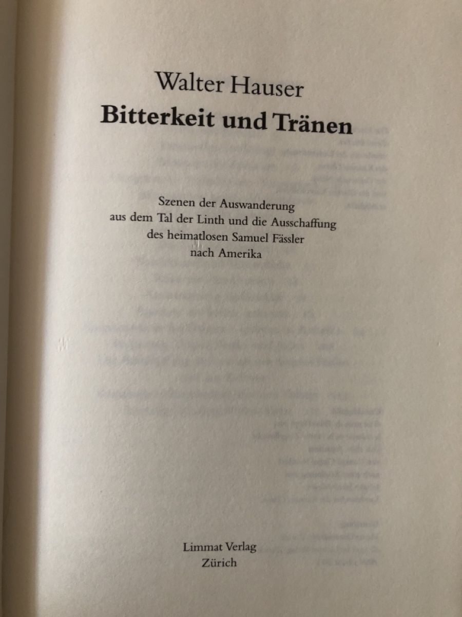 Libri: Walter Hauser - Bitterkeit und Tränen – Usato da Näfels venduto da fritzjk 2