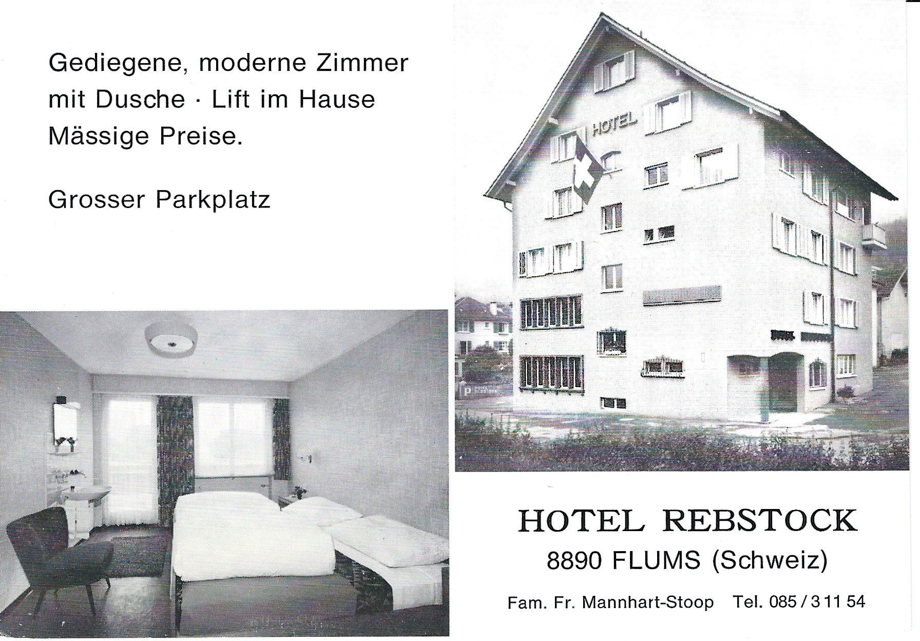 Cartoline postali: Flums - Hotel Rebstock – Usato da Flums venduto da Guscha1