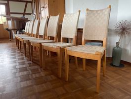 Esszimmerstühle aus Holz und Gewebe, 8er Set
