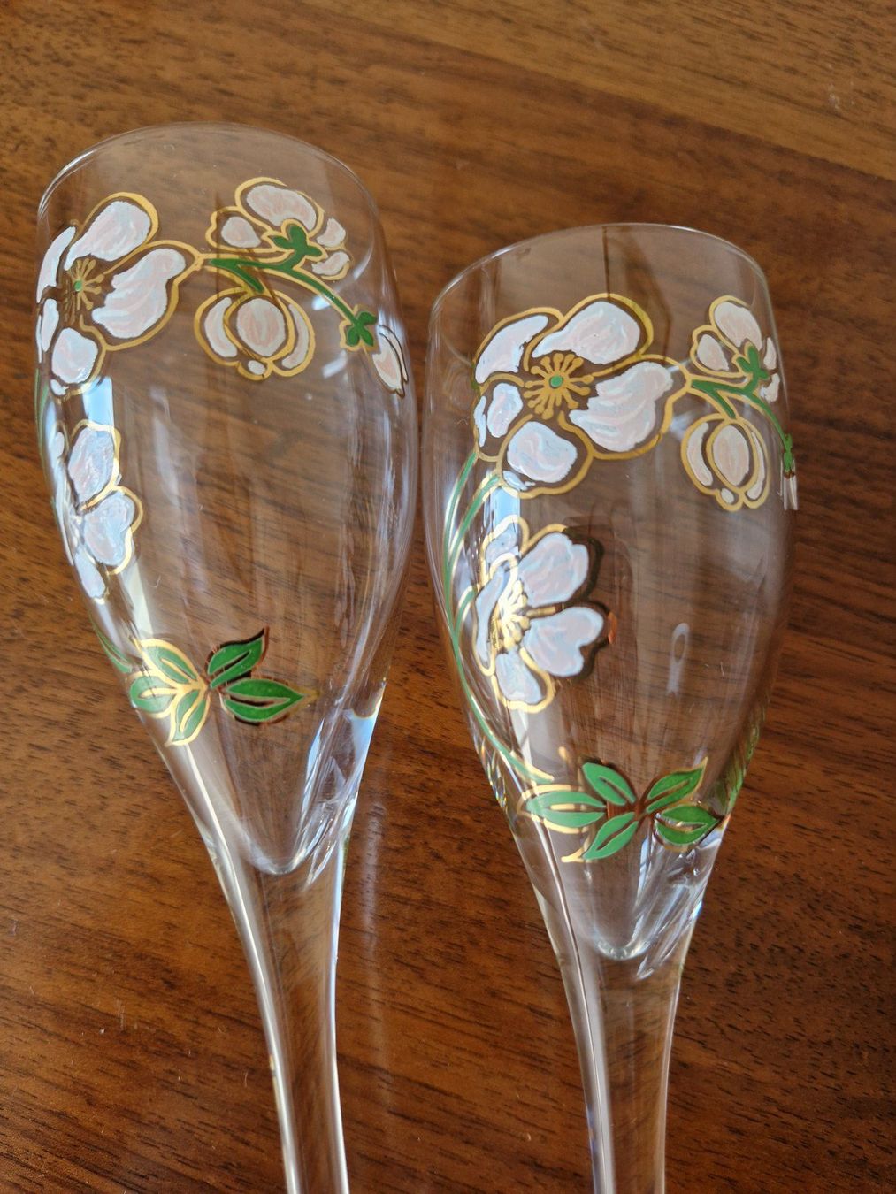 Bicchieri: 2 Champagner Flöten Perrier.-Jouet,  Handbemalt – Usato da Bern venduto da Antikbatik 1