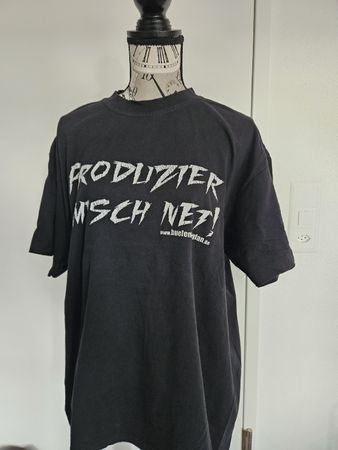 Schwarzes T-Shirt Gr. XL - "Produzier misch net!" buelent