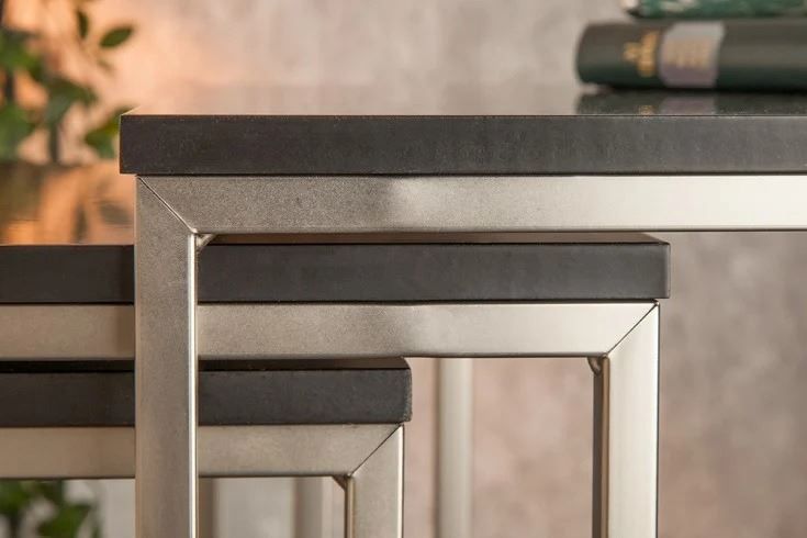 Tavoli: Design Beistelltisch 3er Set Edelstahl – Nuovo e nell'imballaggio originale da Winterthur venduto da aredo 5