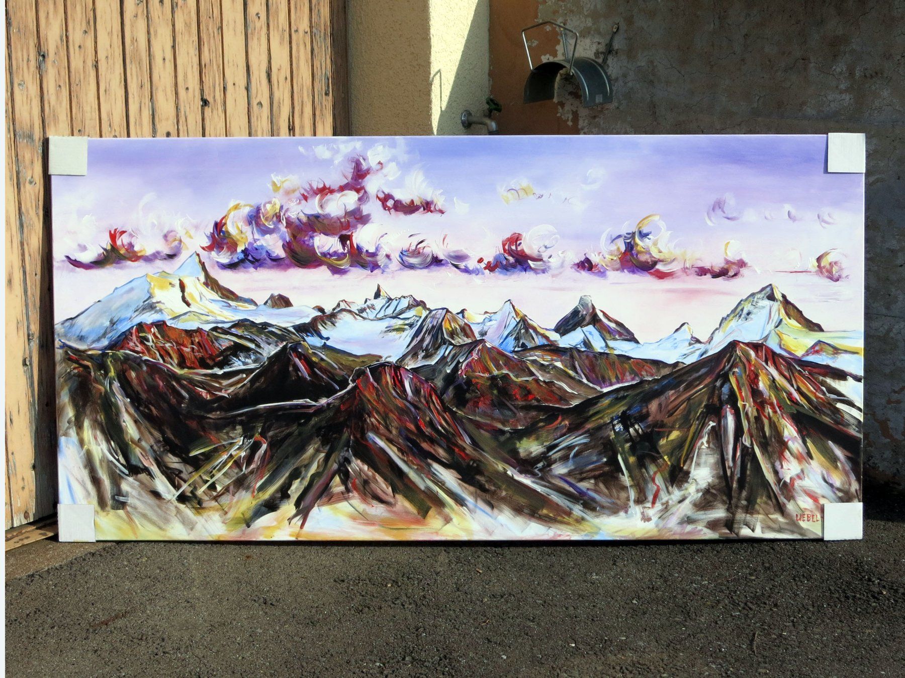 Dipinti: Grosses Acryl-Gemälde 'Walliser Panorama', 200 x 100 cm – Nuovo e nell'imballaggio originale da Steinhausen venduto da Kristall022