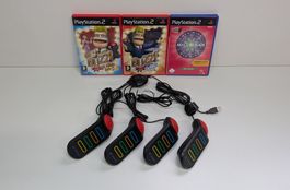 4 PlayStation Buzzer mit 3 Quiz-Games, PS2