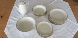 Elegantes Porzellanservice mit Silberdekor Art Deco 22 tlg