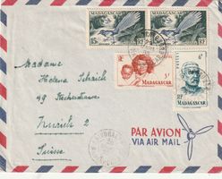 Flugpost Madagaskar mit Buntfrankatur 1955