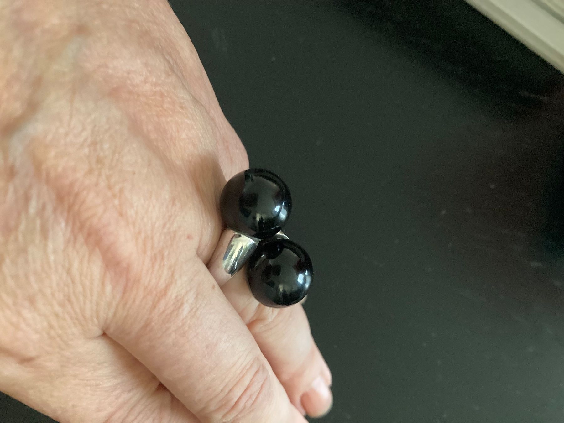 Anelli: 925 Silberring mit schwarzen   Kugeln – Usato da Oberägeri venduto da Vargo11 7