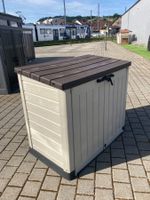 Gartenbox Kunststoff beige brauner Deckel 145x125x80h cm