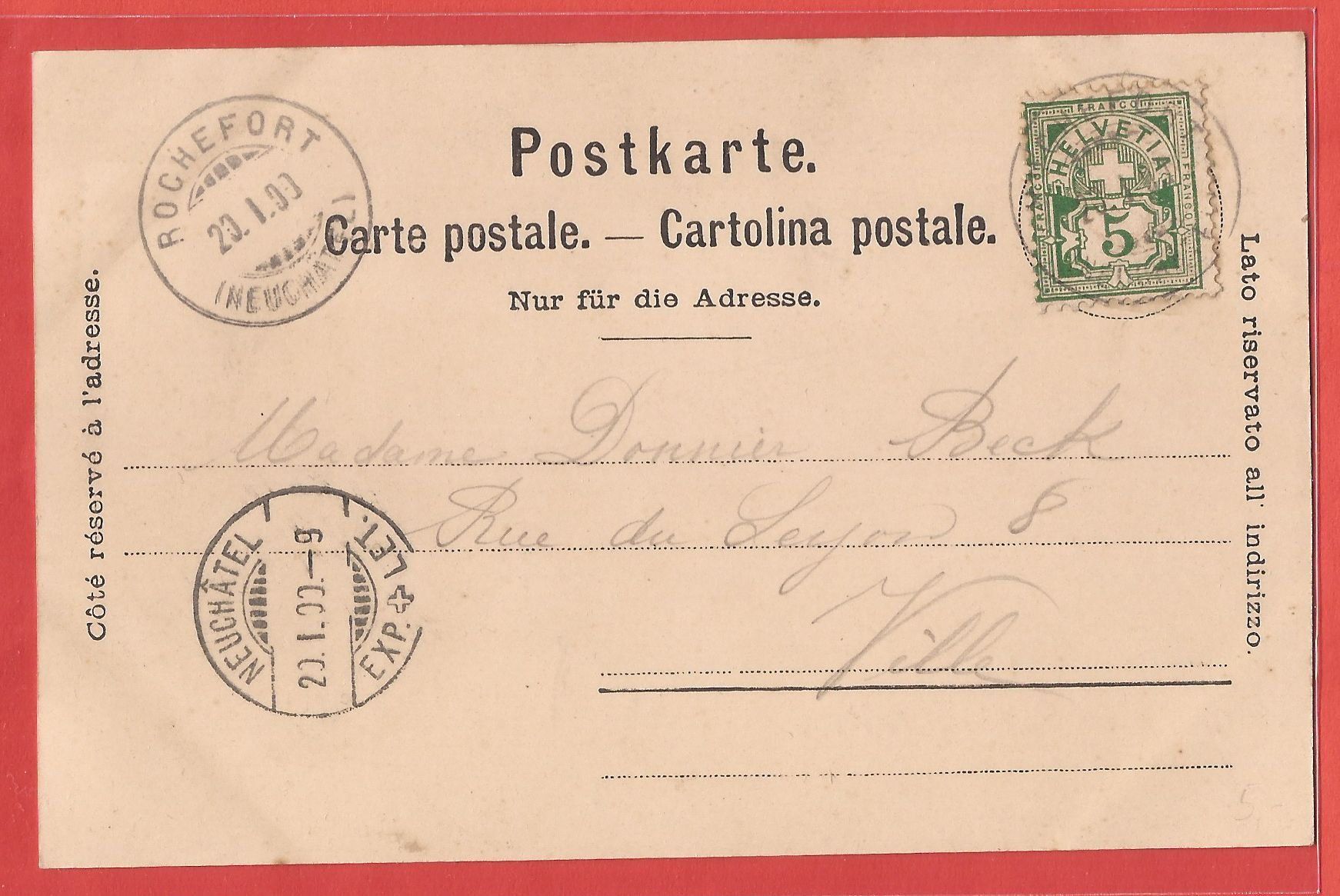 Cartoline postali: Souvenir de Rochefort - 1900 – Usato da Fislisbach venduto da Porano 1