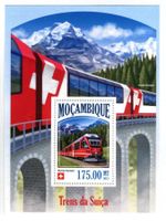 Block "Eisenbahn. Schweiz. Bernina Express". Mosambik.
