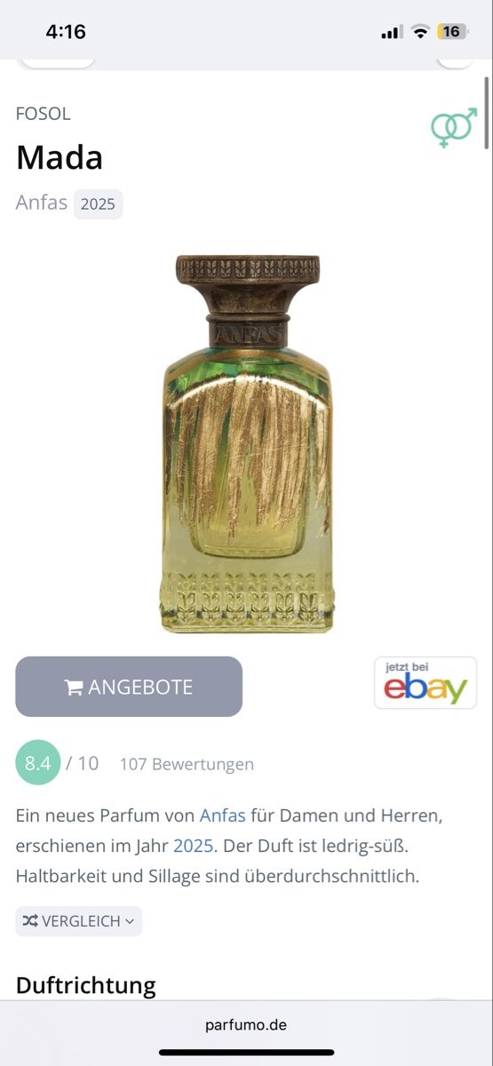 Parfum & Eau de Toilette: Anfas - Mada 75ml – Gebraucht aus Romanshorn von jannishko 3