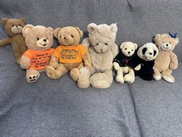 Lot de 7 peluches, ours et panda