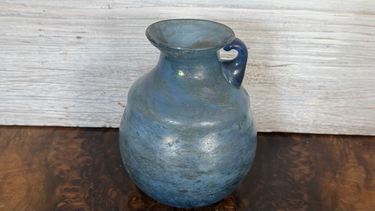 Murano Caraffe: Murano scavo einhenkliger Krug blau – Usato da Riedholz venduto da Frettchen63