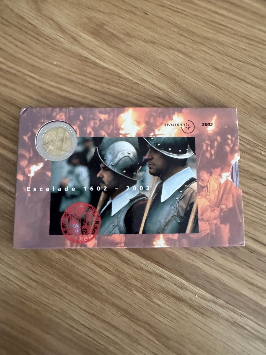 Tutti le monete: Schweizer Münzsatz 2002 Escalade Brilliant Uncirculated OVP – Nuovo e nell'imballaggio originale da Basel venduto da triniswiss68