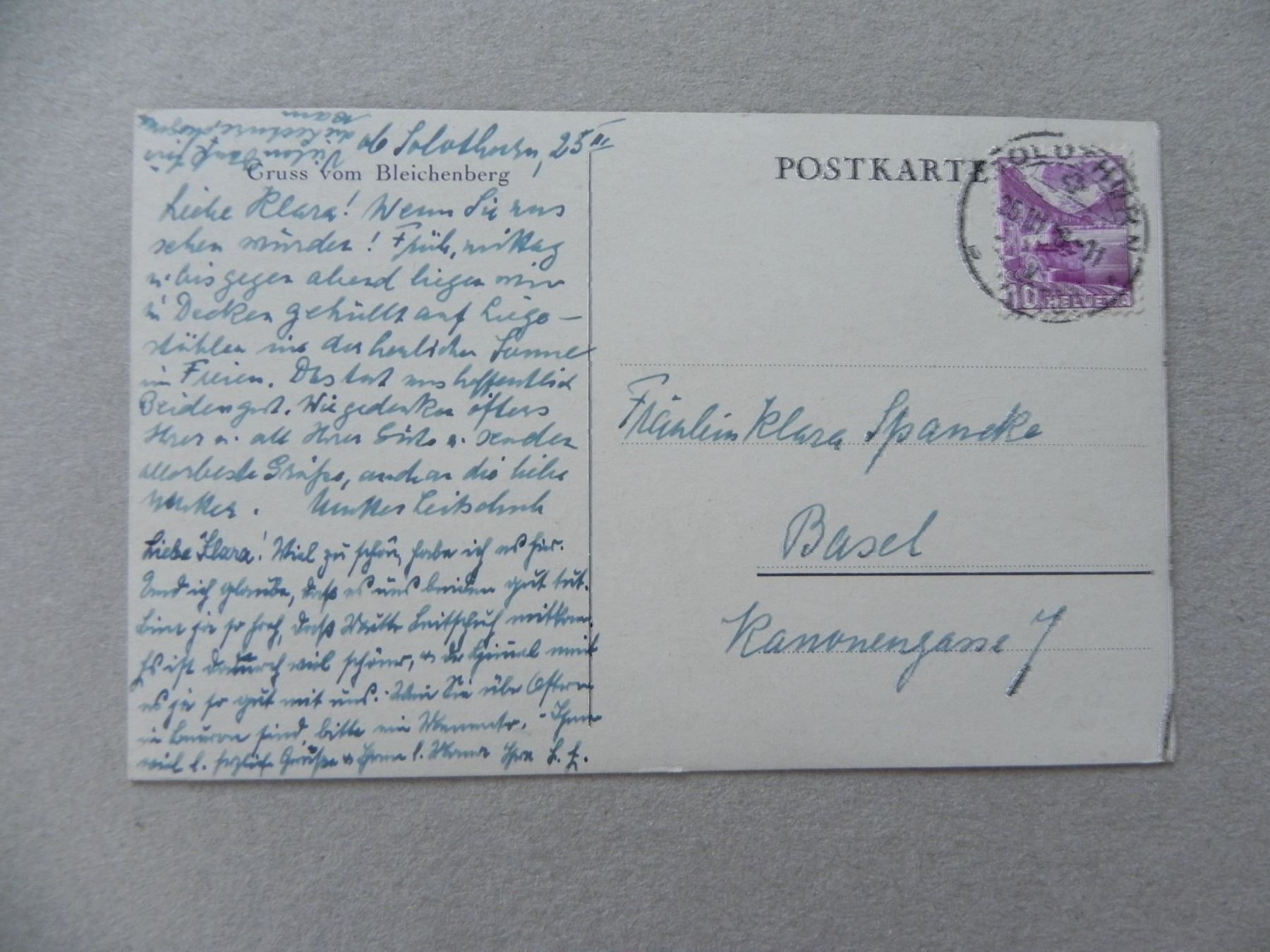 Ansichtskarten: Karte Bleichenberg Solothurn SO 1938 – Gebraucht aus Siebnen von krimsie 1