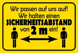 Blechschild-CORONA-SICHERHEITSABSTAND 2M