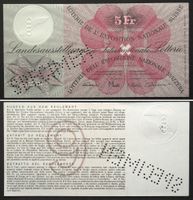 INTERKANTONALE LANDES-LOTTERIE - SPECIMEN 5 Franken 1938 I