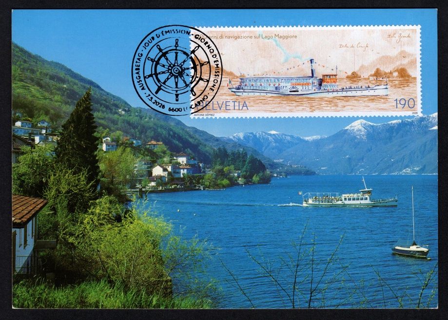 Tous les timbres: Maximumkarte Schifffahrt Lago Maggiore, Nazzaro – Neuf (Voir description) à Dottikon par haeusibuh5
