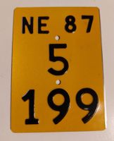 Velonummer NE 87 Mofanummer gelb plaque Mofa