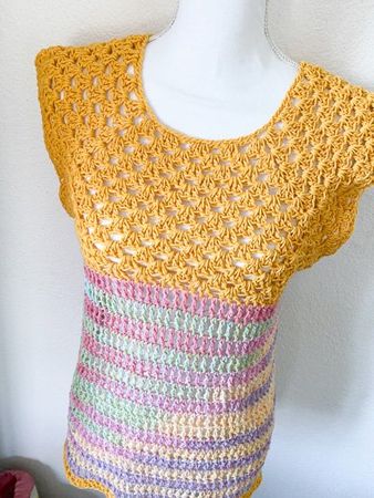 Topdown Kostümverkleidung Kleid gehäkelt gelb hausgemacht