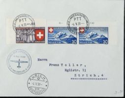 Schweiz 1939 Landesausstellung Zürich Eröffnung 1. Meldeflug