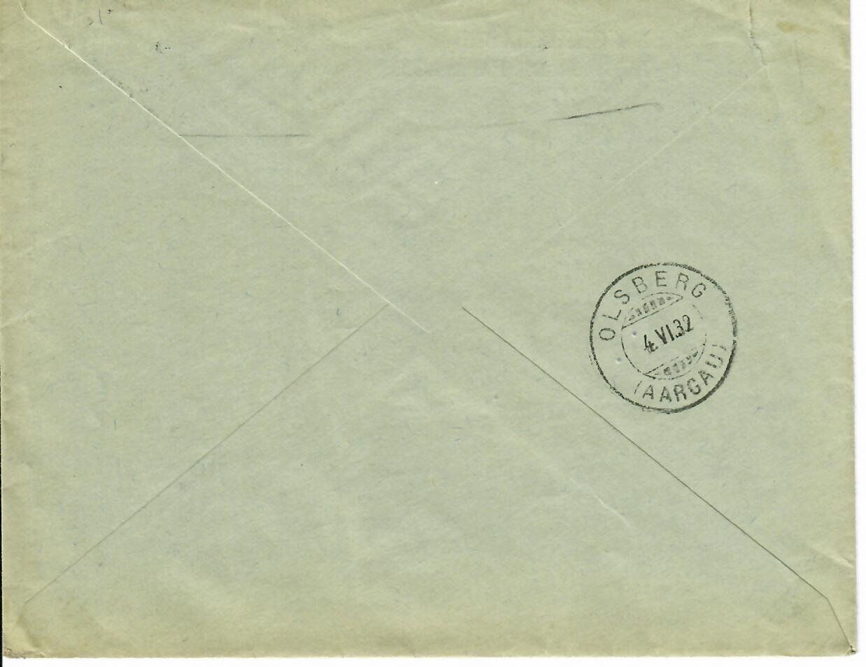Alle Briefmarken: Brief, Zuger Schirmfabrik 1932 – Gebraucht aus Hochdorf von Ziegel-16 1