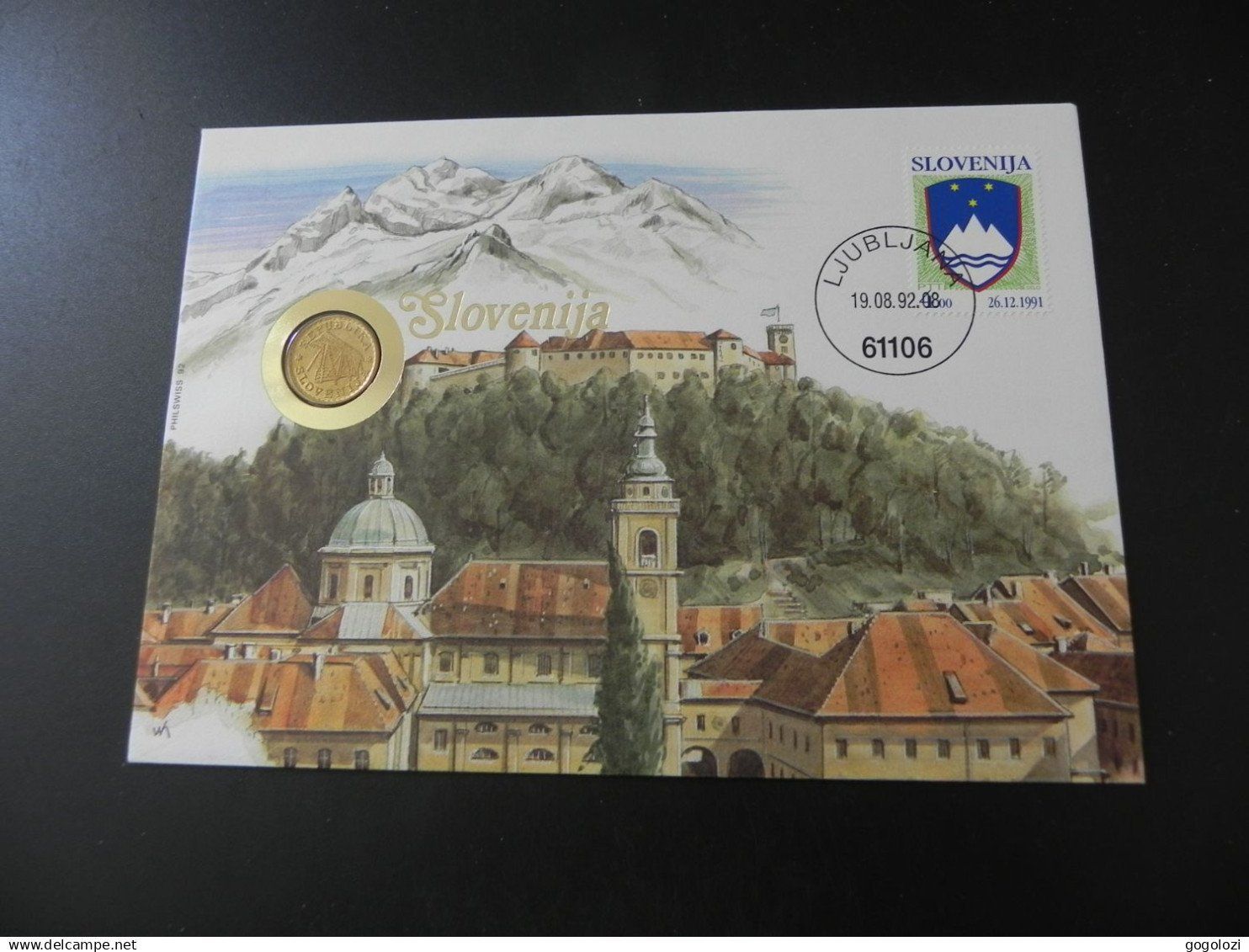Tutti le monete: Münzbrief Slovenien 0.02 Lipe 1992 – Usato da Biel/Bienne venduto da Gogolozi