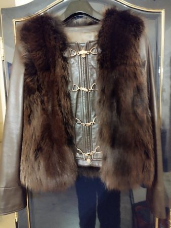 Pelz Leder Jacke Damen gr 42 it NEW PRICE