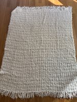 White Textured Throw Blanket with Fringed Edges