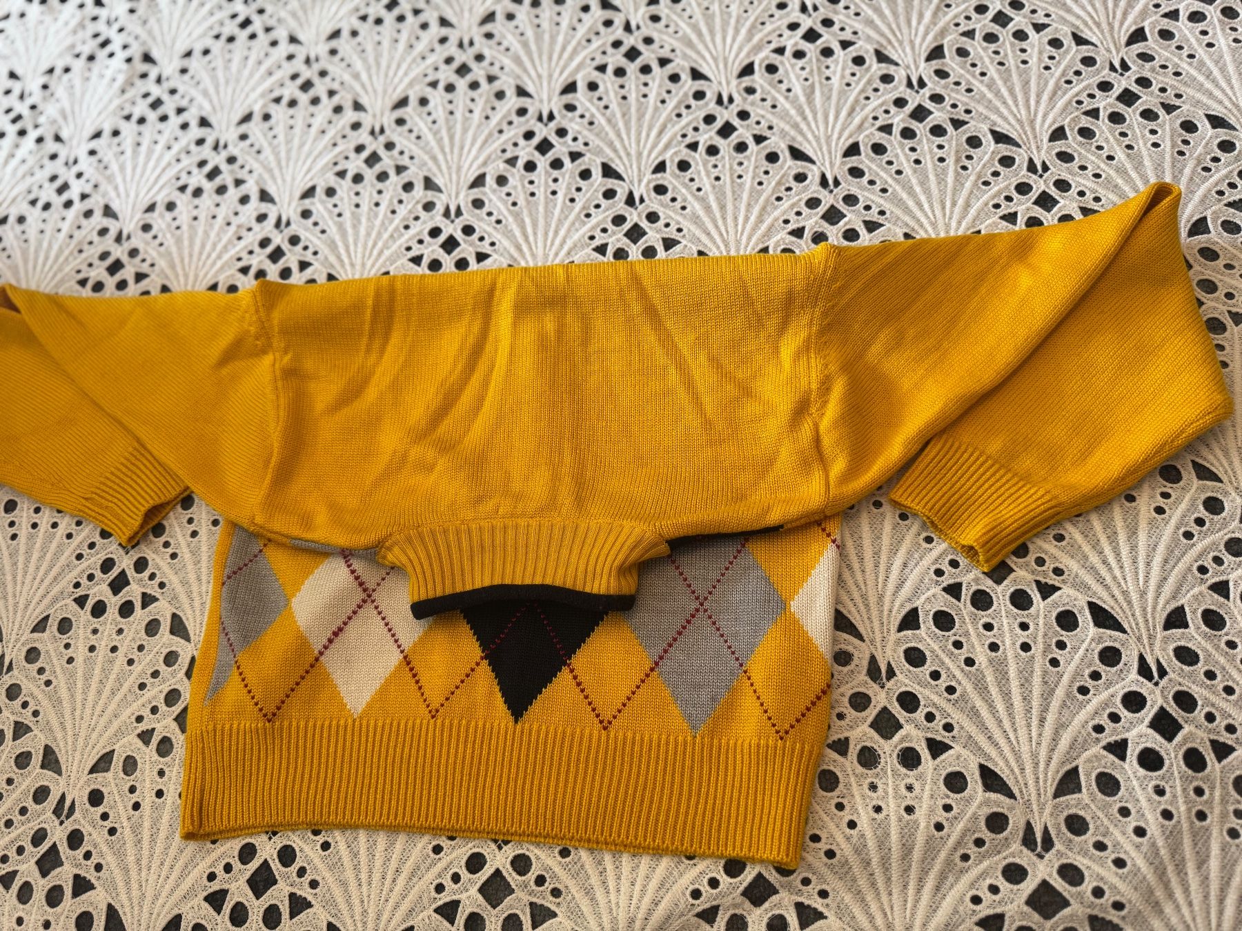 Pulls & Sweat-shirts: Vintage Strickpullover Gelb mit Argyle-Rautenmuster Gr S – D'occasion à Frenkendorf par Style365 9