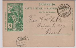 Postkarte UPU 13.IX.00 Aarau mit Rasierklingenstempel