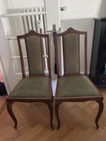 Chairs vintage wood upholstered green set of 2 