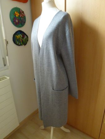 NULU  100 % Merinowolle Long-Cardigan Strickjacke  M