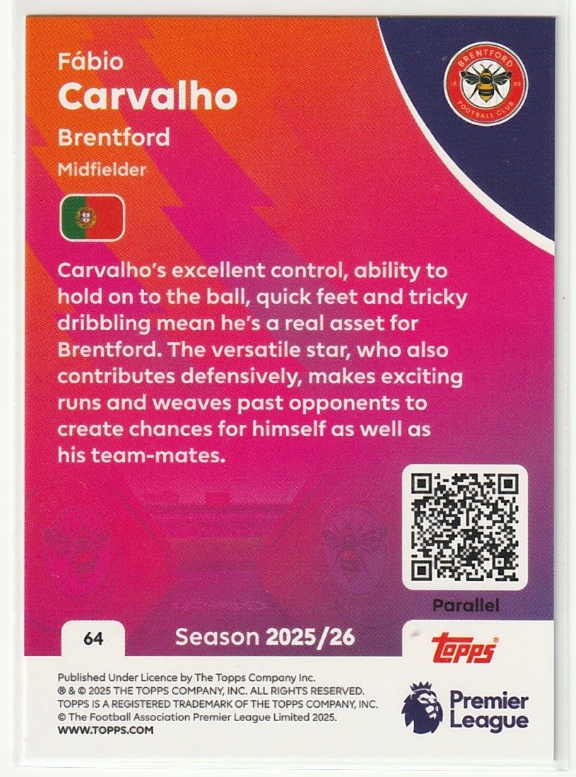 Topps Carte collezionabili: 2026 Topps Premier League Fabio Carvalho Base Green Parallel – Nuovo (secondo la descrizione) da Biel/Bienne venduto da historian-198 1